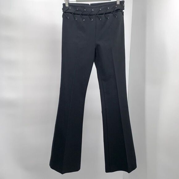 DEREK LAM 10 Crosby black bootcut pants lace up waist sz...